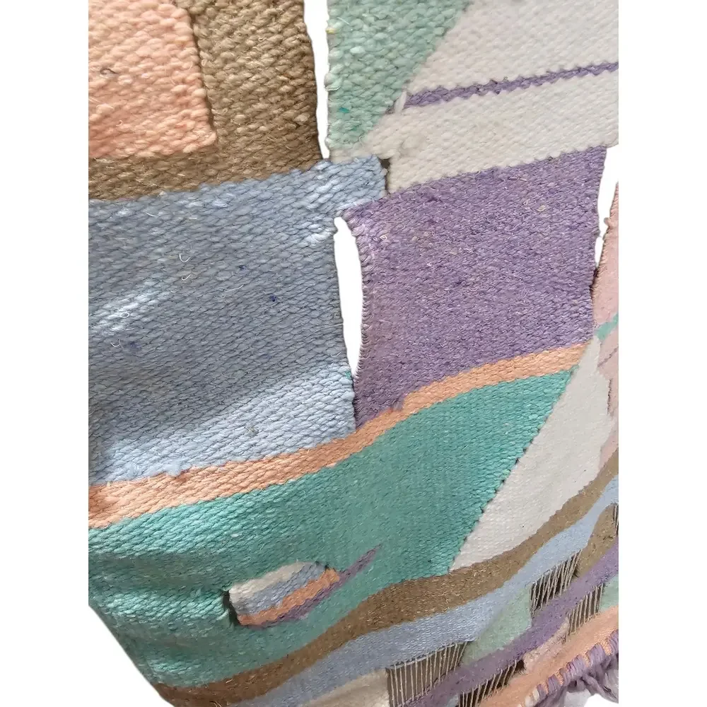 Vintage Southwest Pueblo Mountain Town Wool Woven Wall Hanging 45